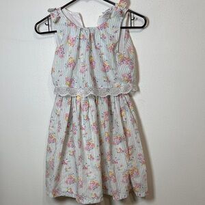 Nicole Miller Girls White Dress with Pink & Yellow Floral Print